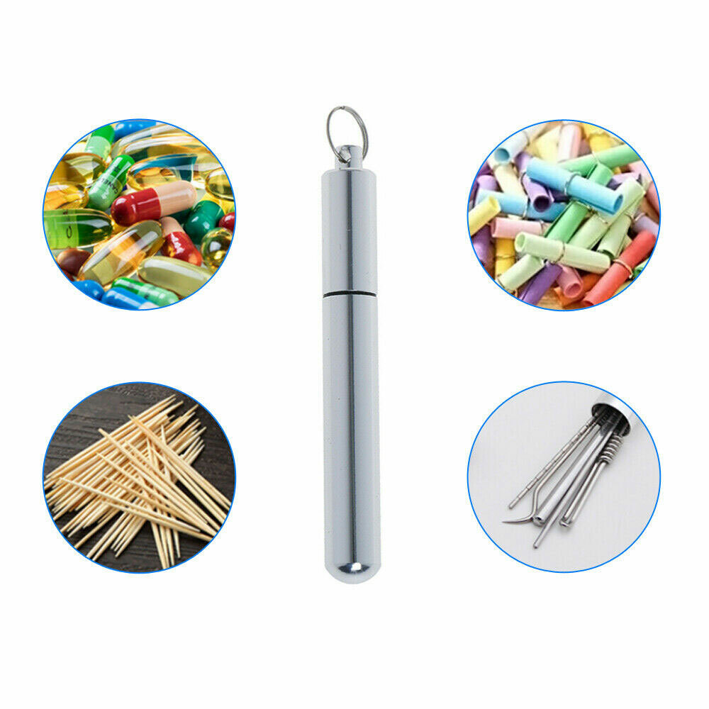 General Keychain Waterproof Pill Box Bottle Holder Container Ear Spoon Tool