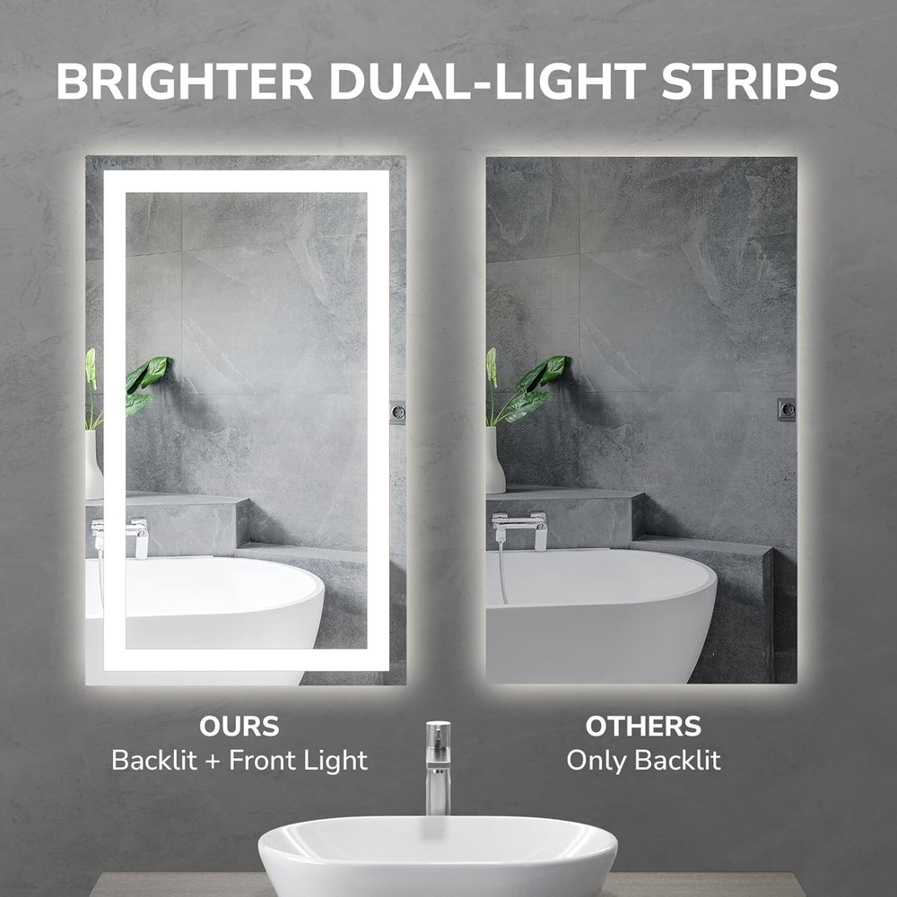 60'' X36'' LED Bathroom Mirror Dimmable Wall Vanity Mirror Vertical & Horizontal
