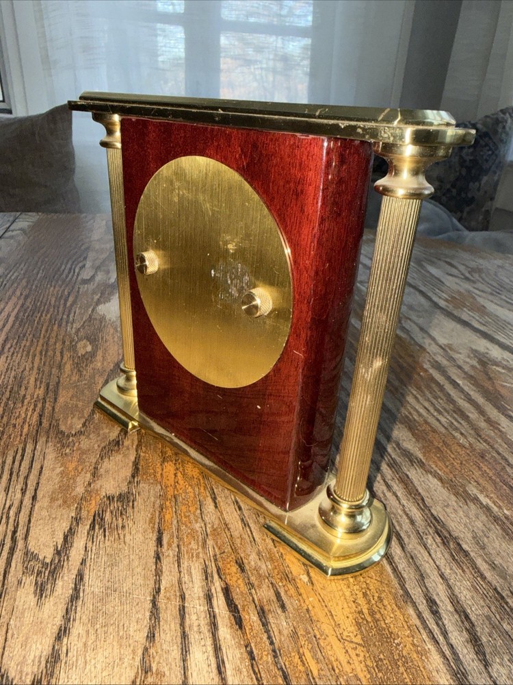 Howard Miller Mahogany Brass Rectangular Table Clock tested