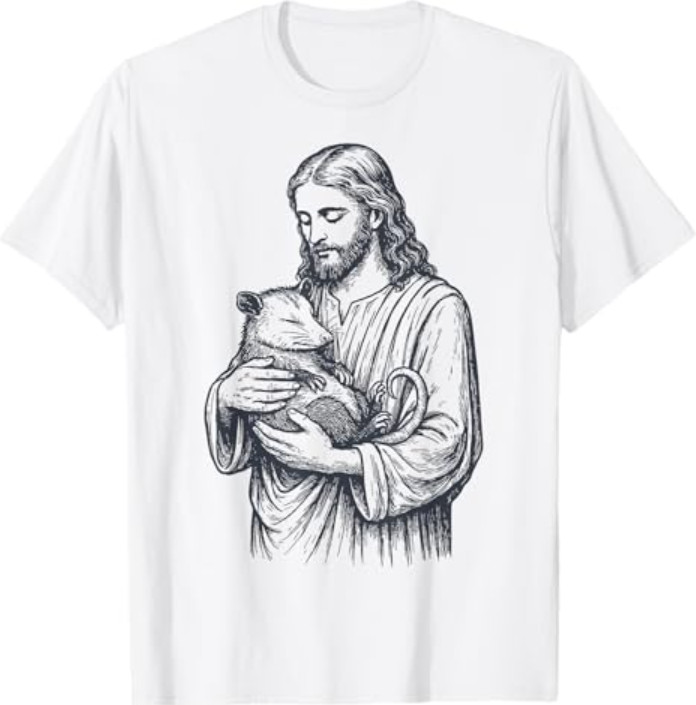 Camiseta Jesús con Zarigüeya Meme Cristiano Divertido Opossum Unisex
