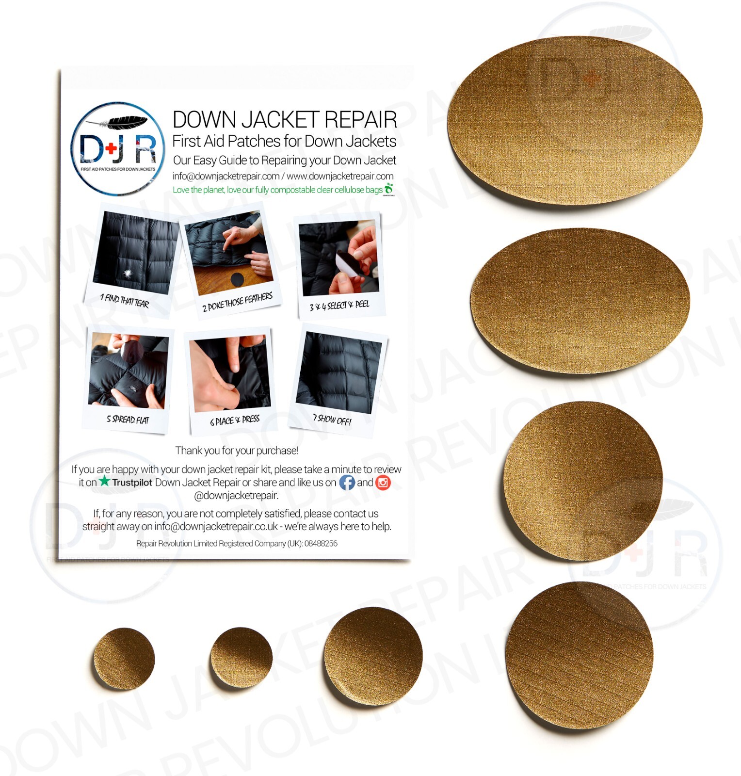 Repair Patches (Self-Adhesive) for Down Jackets & Sleeping Bags - 24 Colours!