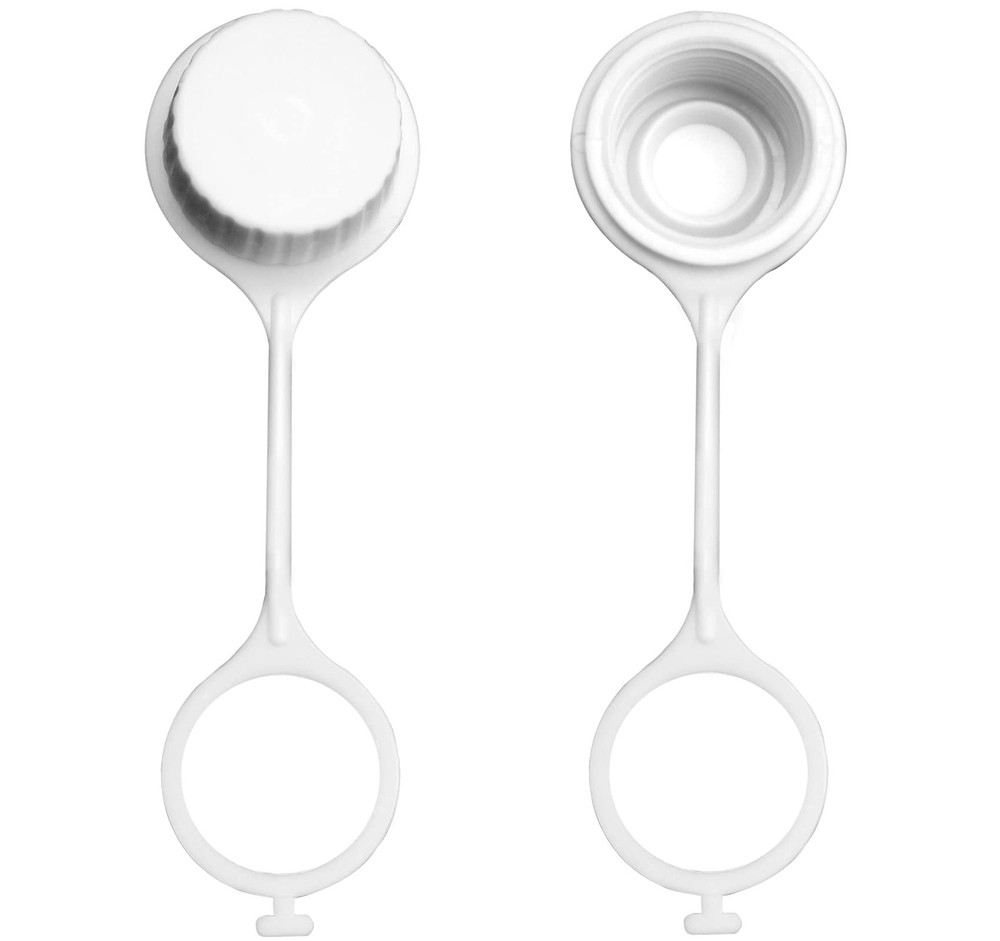 Drain Plug caps, Cooler Threaded Caps with Tether. White