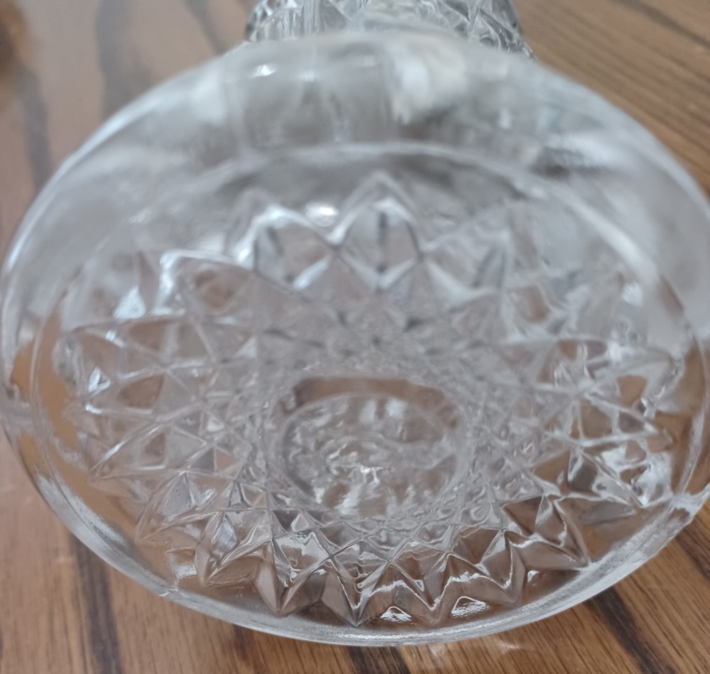 Crystal Glass Syrup Pitcher With Chrome Plated Lid