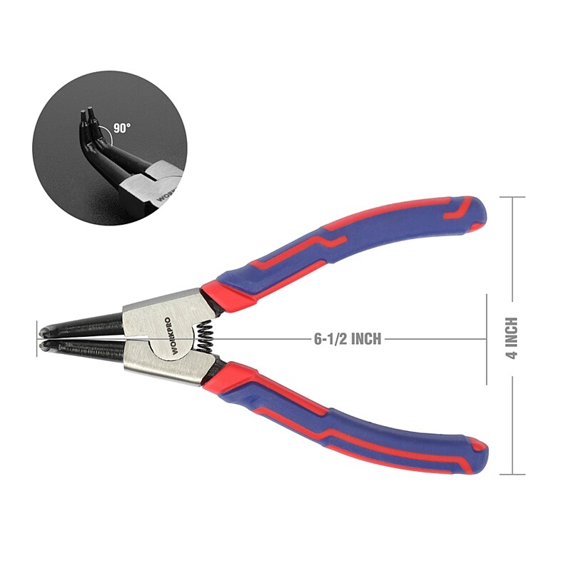 WORKPRO 4PCS 7" Snap Ring Pliers Set Heavy Duty Internal/External Circlip Pliers