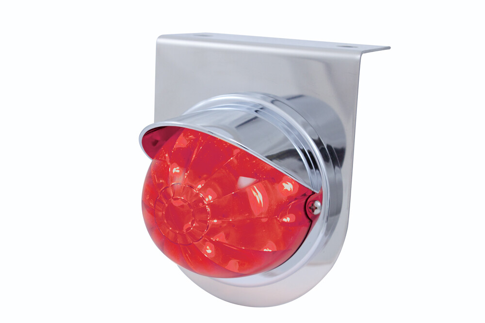 Stainless Light Bracket w/ 17 LED Dual Function Watermelon Light & Visor - Red L