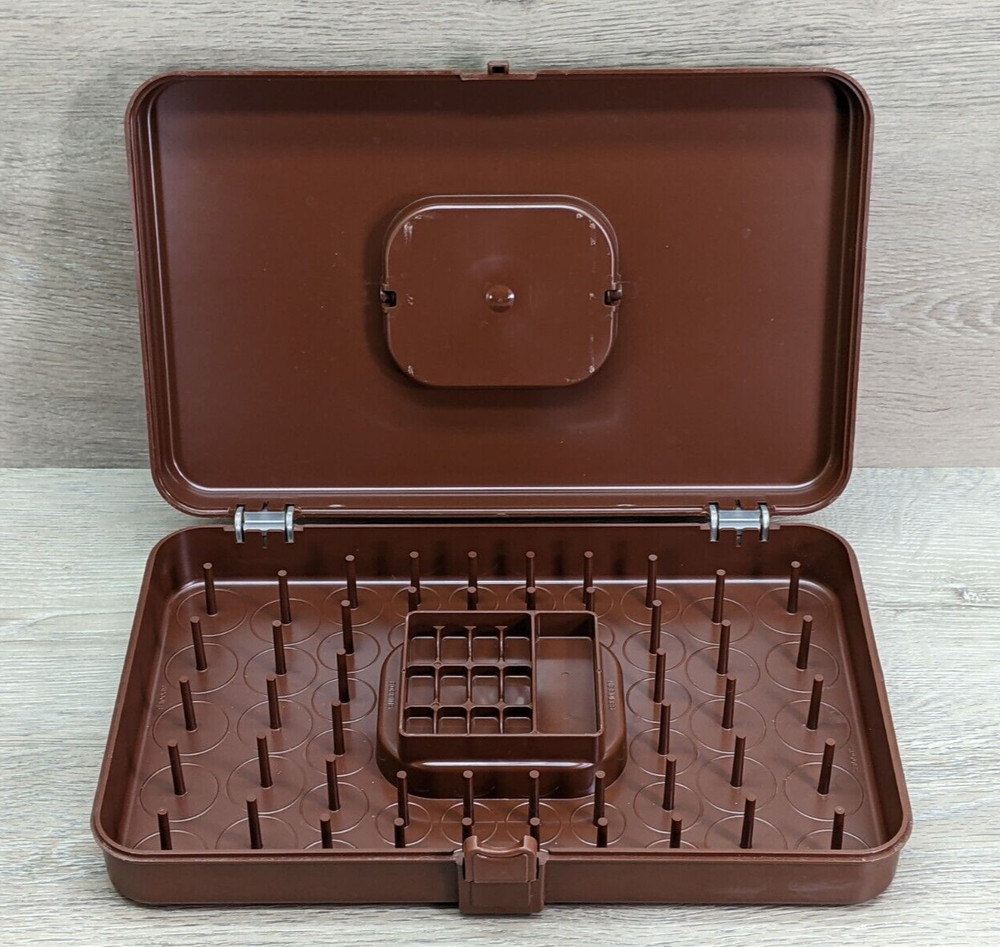 Wilson Wil-hold 13x8.5x2.5" Plastic Sewing Box Bobbin Thread Caddy - Brown