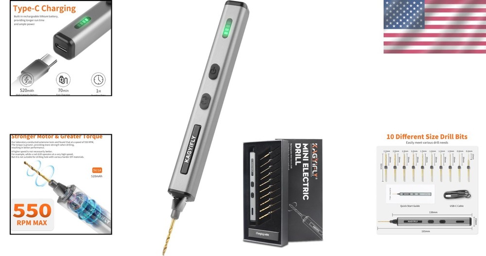 Compact Electric Mini Hand Drill with High Torque & LED Lights for Detail Work