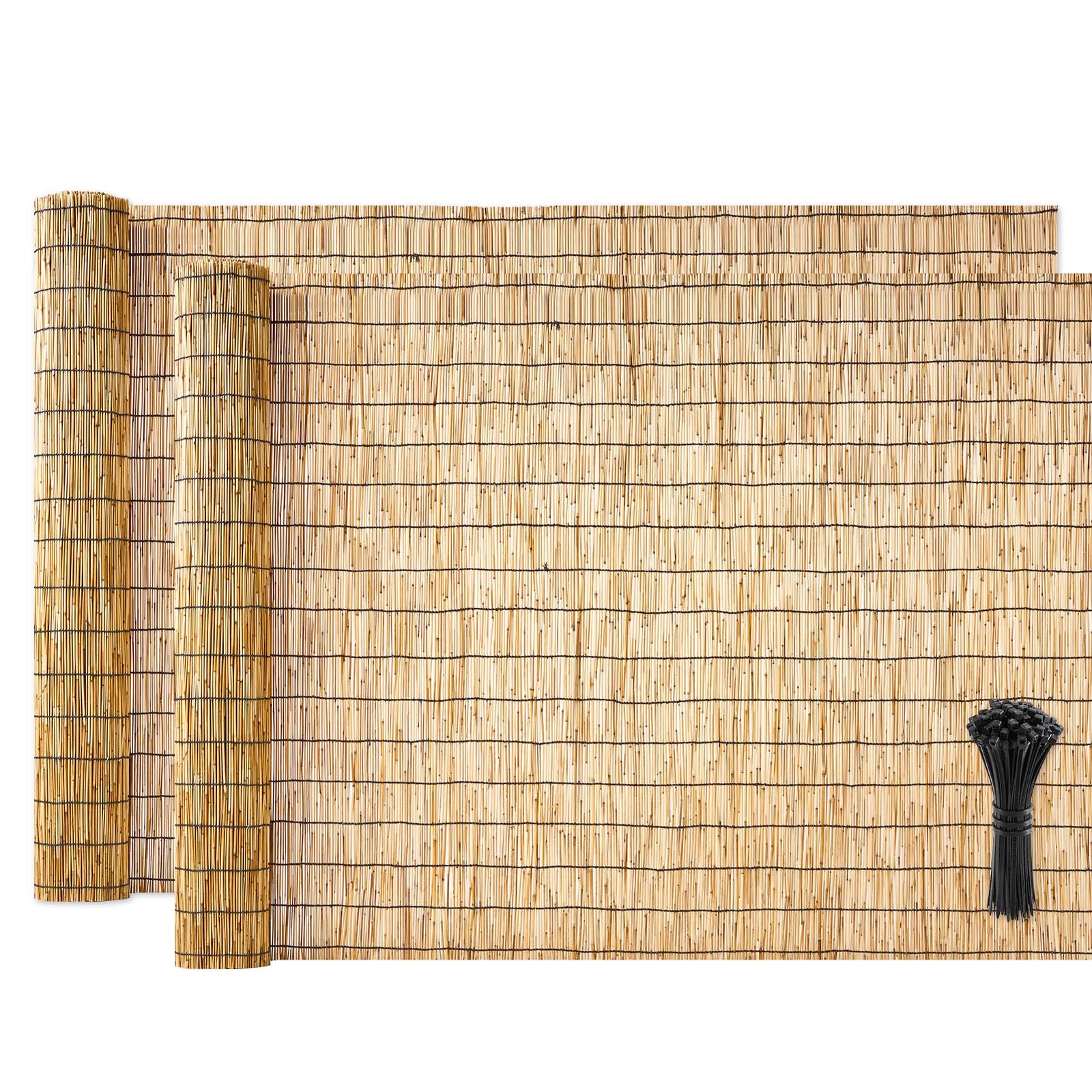 VEVOR Natural Reed Fencing Fence Panel 4 ft x 16.4 ft 2 Pack Privacy Screen Roll