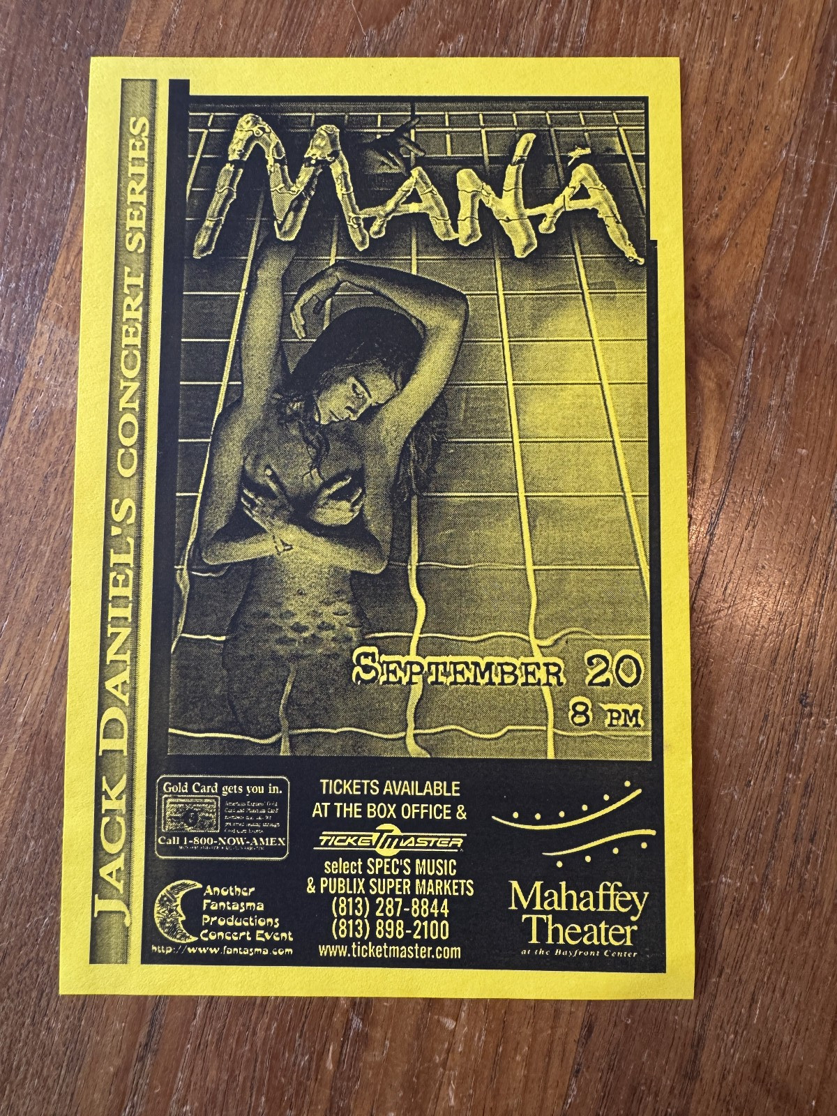original 1998 MANA show flyer, Mahaffey Theater, St Petersburg FLORIDA 6x5