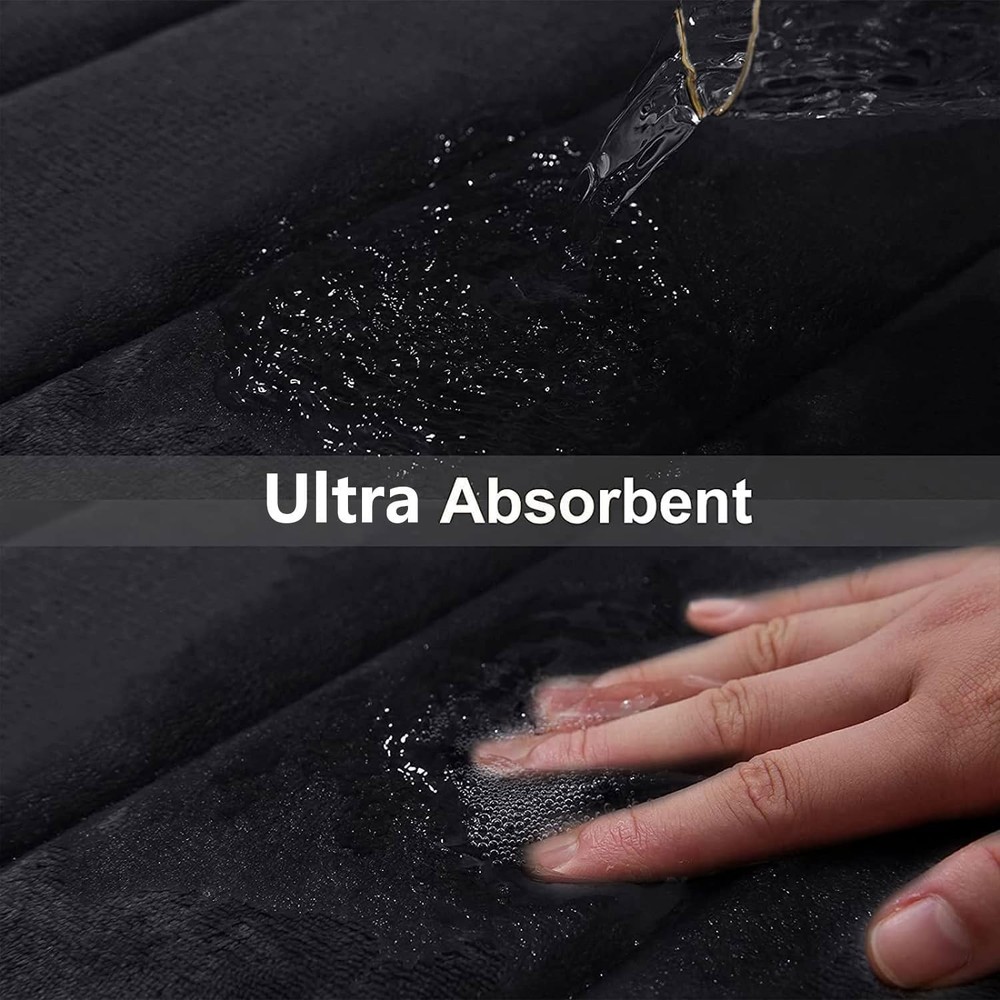 Buganda Memory Foam Bath Mat, 24" x 16", Ultra Soft and x Black