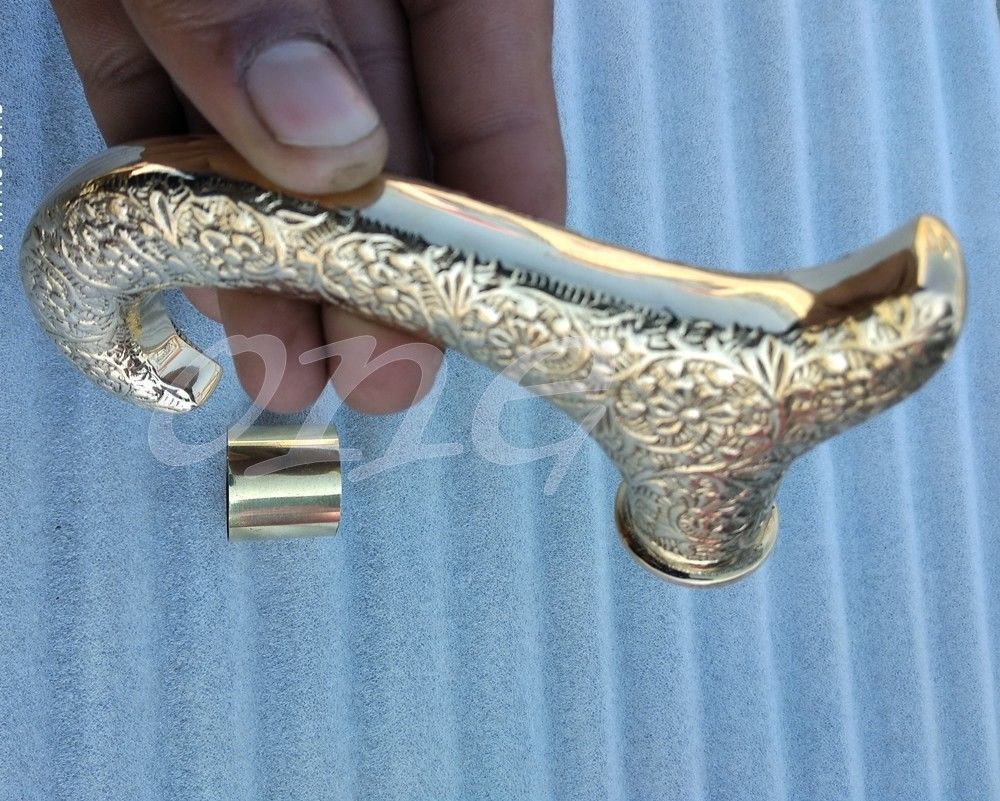 VINTAGE  SOLID BRASS HEAD HANDLE DESIGN FOR WALKING STICK CANE HANDMADE GIFT