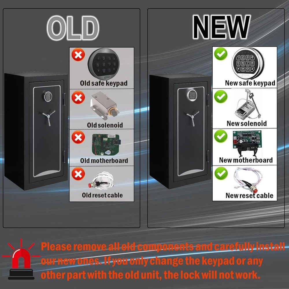 Electronic Safe Lock Gun Safe Lock Replacement & Swing Bolt Lock Chrome Keypad