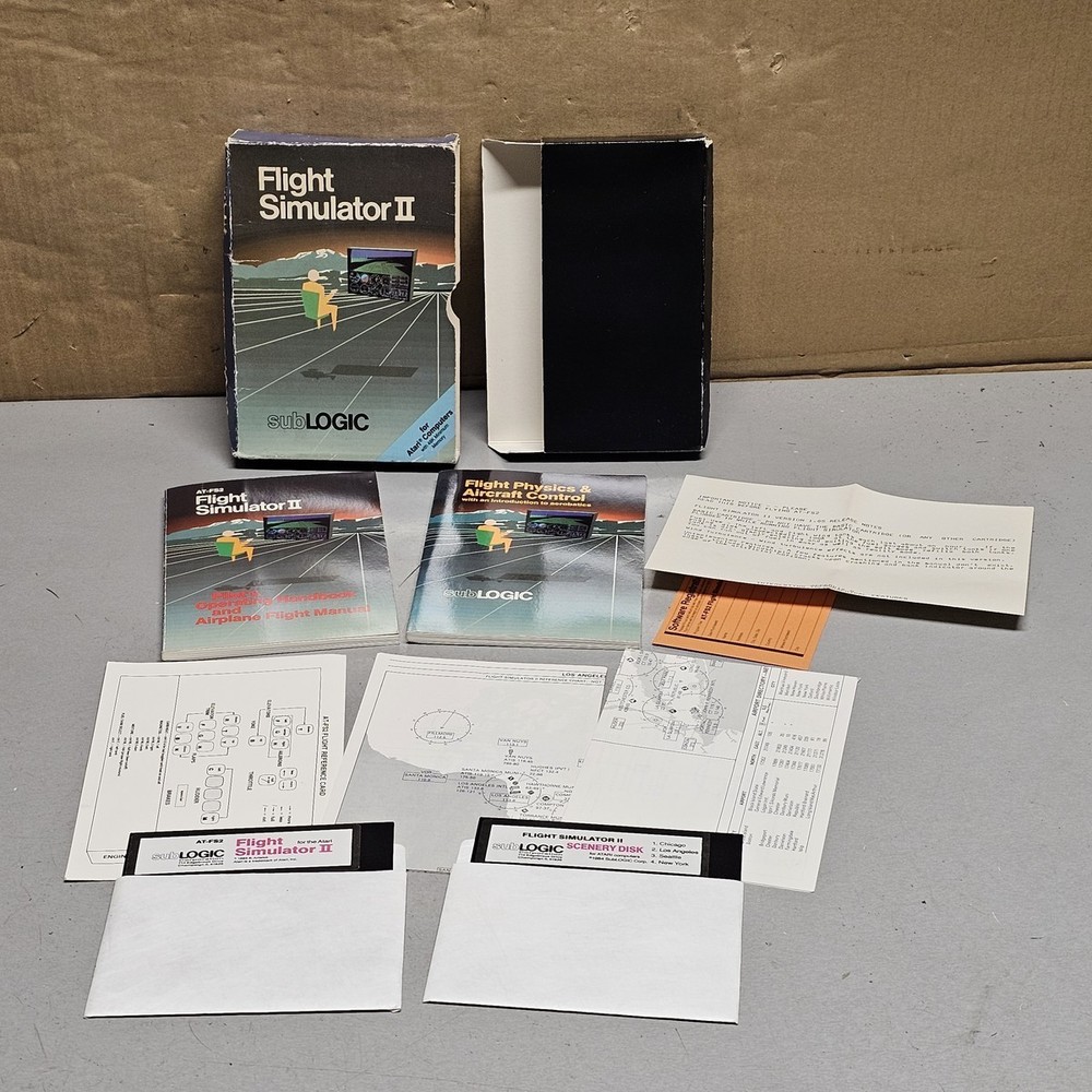 Flight Simulator II Atari Computer Vintage Software Boxed subLOGIC
