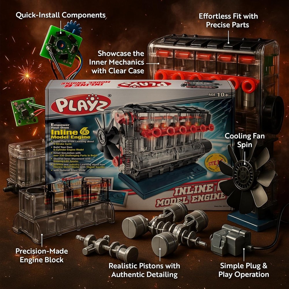 Inline 6 Engine Model Kit - Build Your Own STEM Inline 6 Small Engine That Ru...
