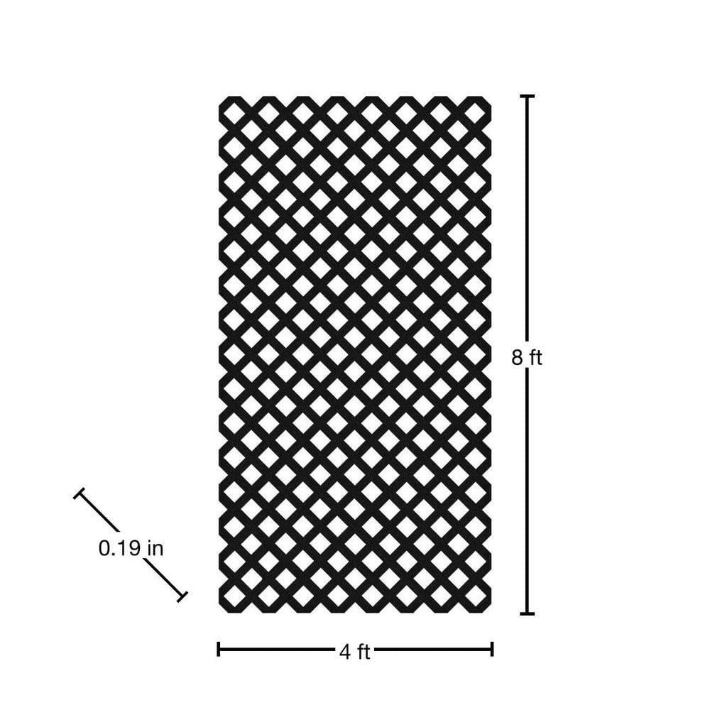 Veranda Garden Vinyl Lattice 4 ft x 8 ft Black Resists Discoloration Scratches