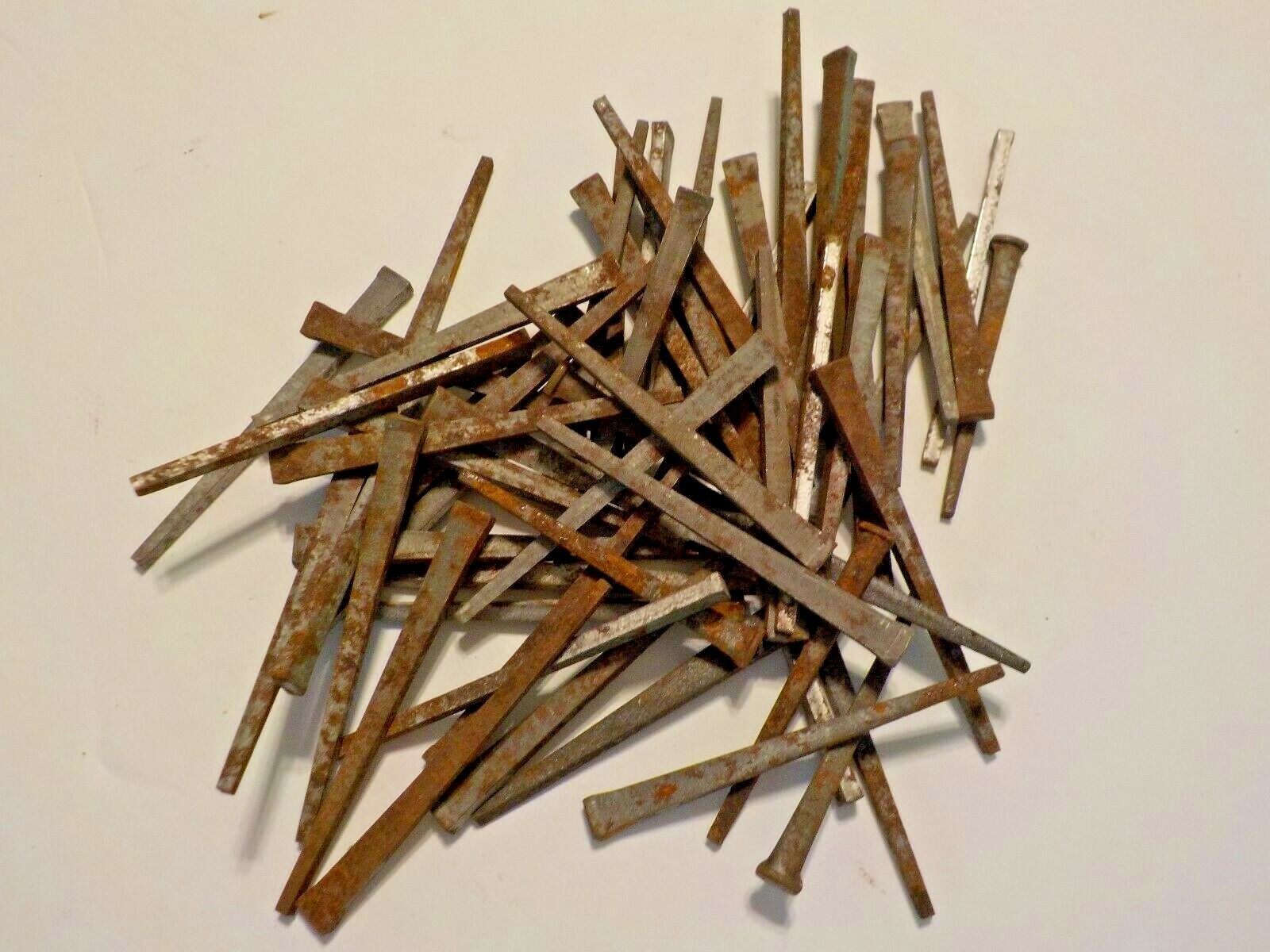 60 ANTIQUE VINTAGE 2.5" 2 1/2" SQUARE HEAD NAILS RUSTY PATINA PRIMITIVE