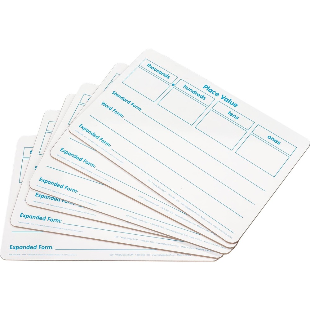 Really Good Stuff Basic Place Value Dry Erase Boards - 6 Boards