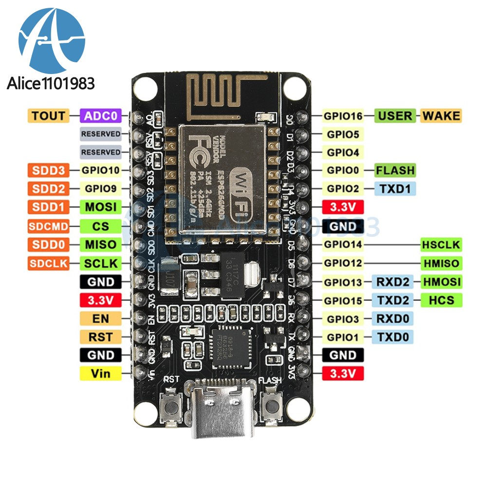 NodeMCU Lua V3 ESP8266 Serial WIFI Module FT232 Development Board TYPE-C