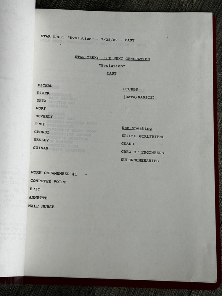 STAR TREK Script The Next Generation Evolution Revised Final Draft July 24 1989