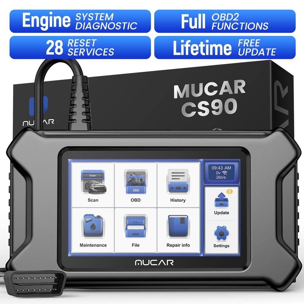 MUCAR CS90 OBD2 Scanner Code Reader 28 Reset Automotive Engine Diagnostic Tool