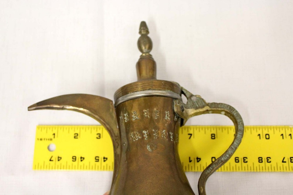 Antique Coffee Tea Pot & Cup Copper & Brass Middle Eastern Dallah Arabic 10"