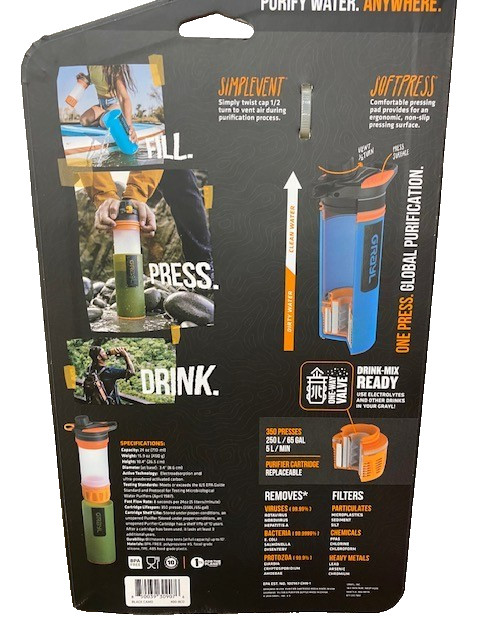 GRAYL GeoPress Water Purifier Bottle – Black Camo 400-BCO NEW!!