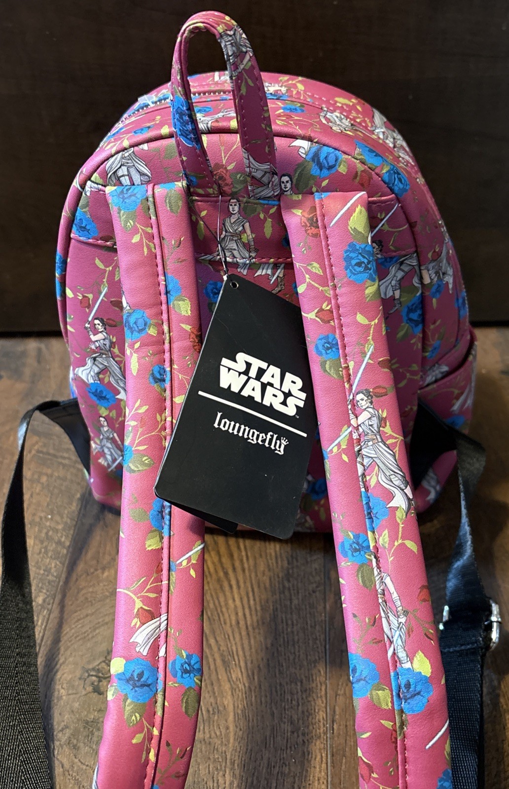 Loungefly Disney Star Wars Pink Floral AOP Rey Mini Backpack NWT