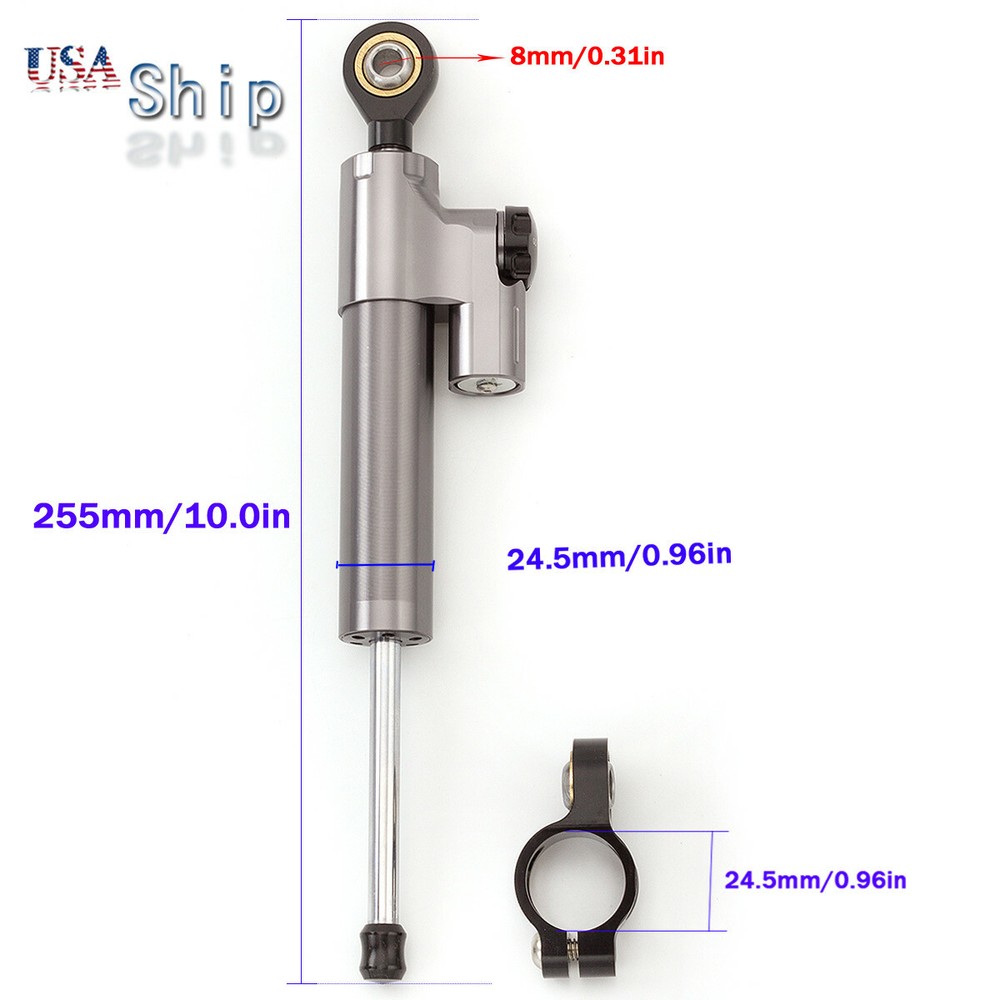 CNC Gray&Black Steering Damper Motorcycle Stabilizer Linear Safety Control