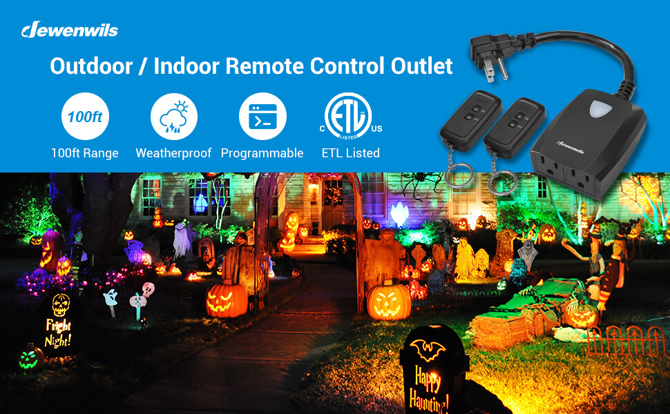 DEWENWILS Wireless Remote Control Outlet Outdoor Electrical Plug in Light Switch