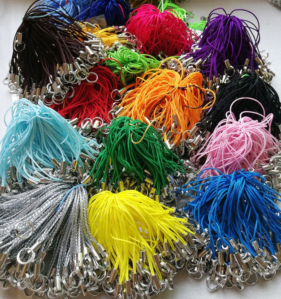 100X Cell Phone Lanyard Cords Strap Lariat DIY with Double Loop Split Ring