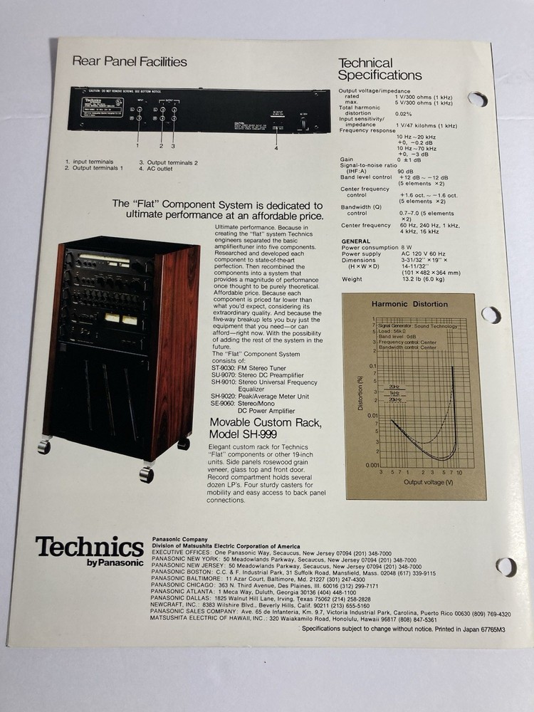 Technics SH-9010 Universal Frequency Equalizer Stereo Original Brochure Vintage