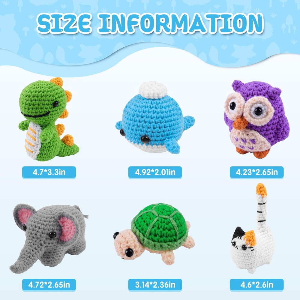 6PCS Crochet Kit for Beginners, Knitting Kit with Step-by-Step Video Tutorial...