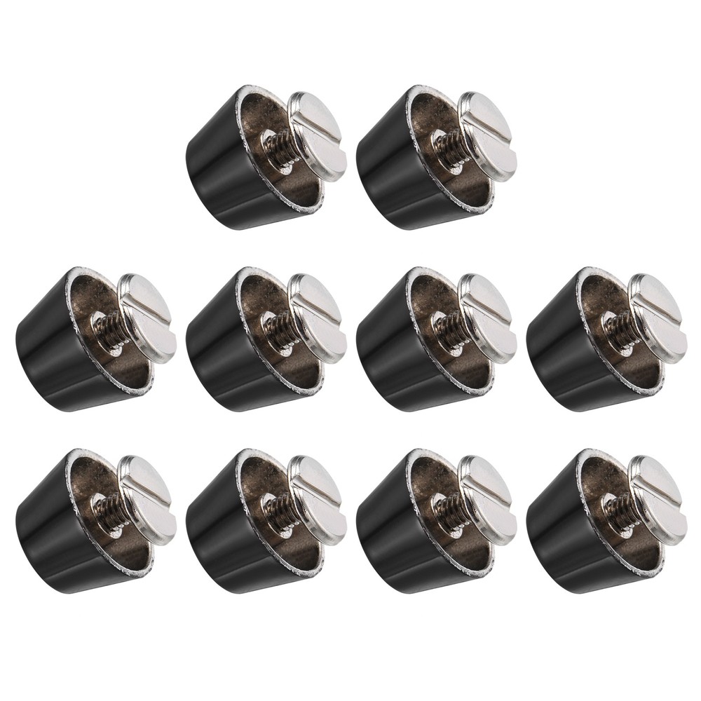 Screw Back Stud Spike (12x7mm) 10pcs, Flat Head Stud Rivets Bright Black