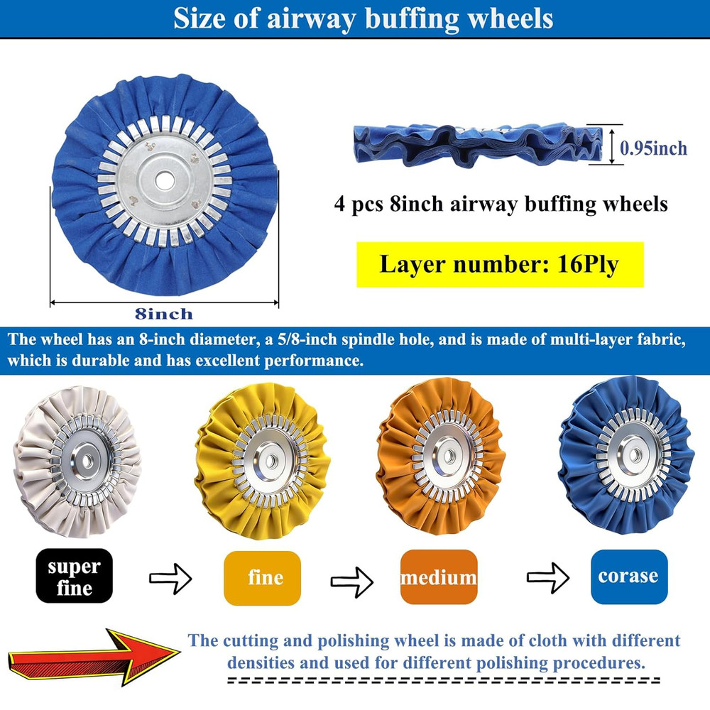 Airway Buffing Wheel, w/ Compound for Angle Grinder, Buffer Polishing Wheel