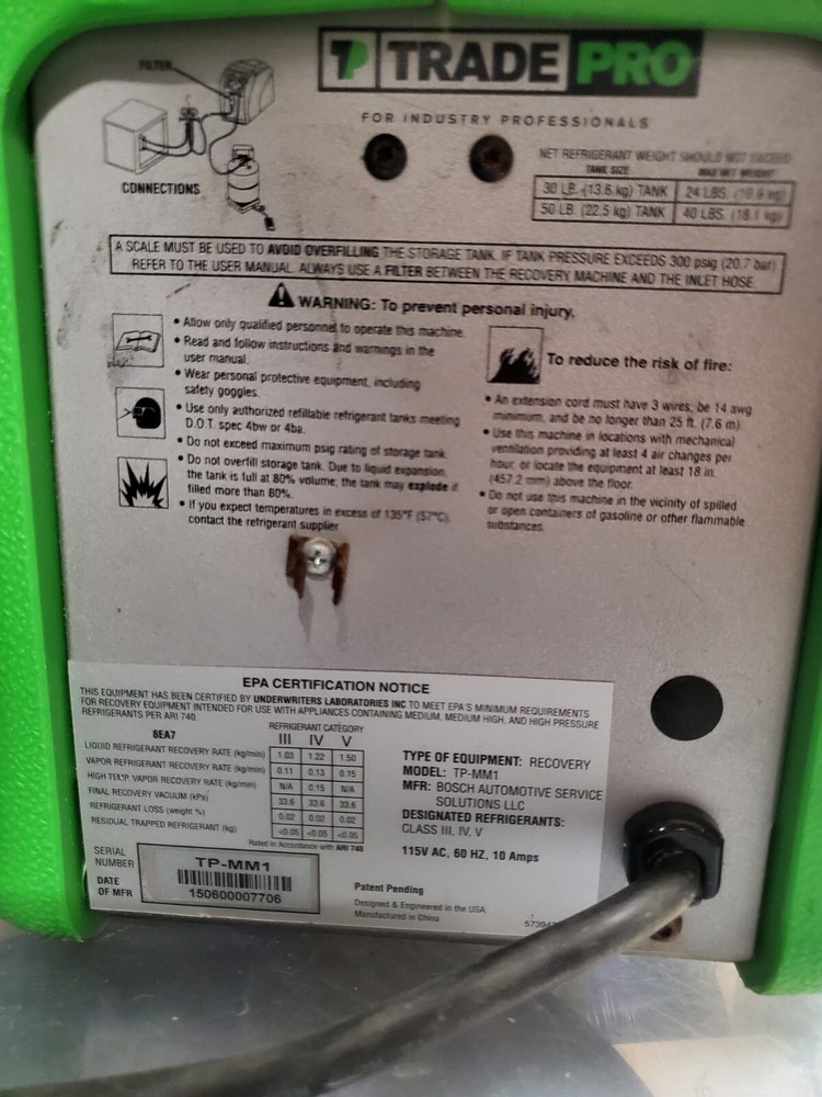 TraderPro Refrigerant Recovery Machine TP-MM1