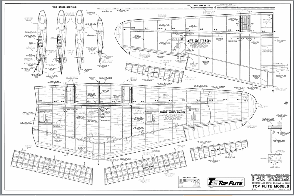 Plans for P40E Warhawk 64 inch wing.