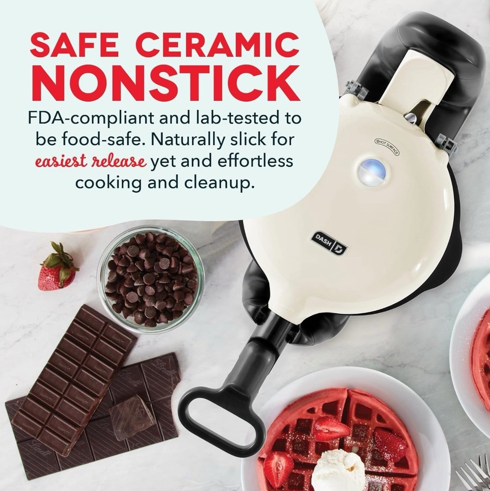 Dash Ceramic Flip Belgian Waffle Maker – Nonstick, 1000W-Quality Waffles