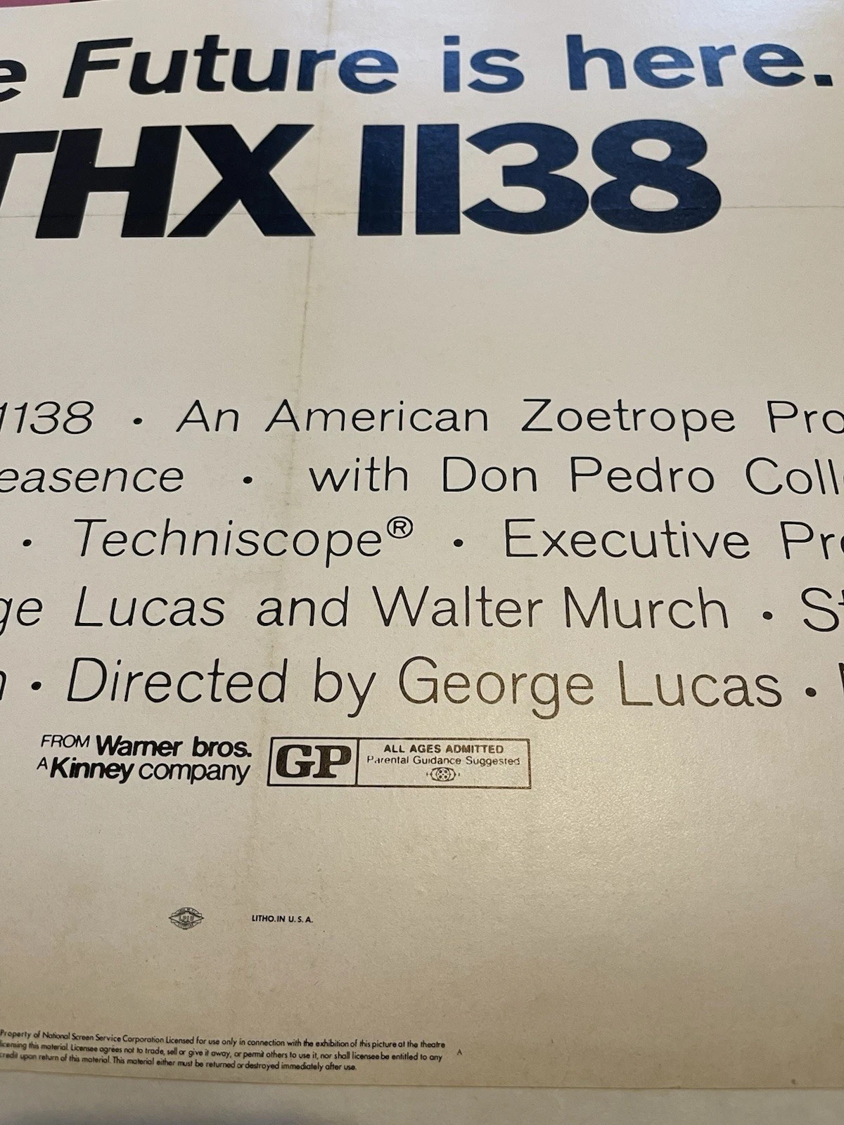 THX 1138 1970 Original One Sheet 27x41 LINEN Star Wars New Hope Sci-Fi Empire