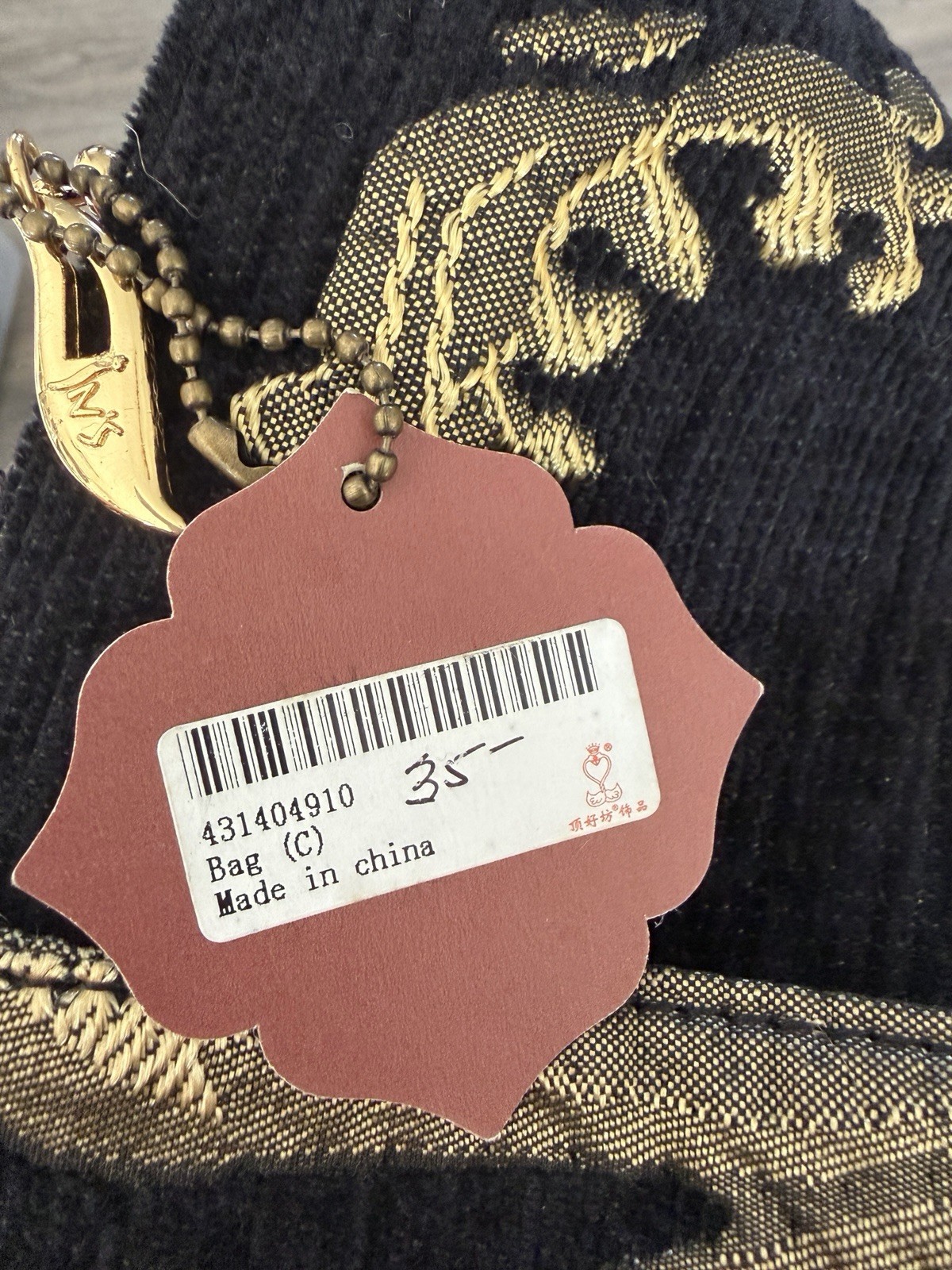 Elephant Themed Tote Bag Embroidered Black + Gold Asian Exotic Style