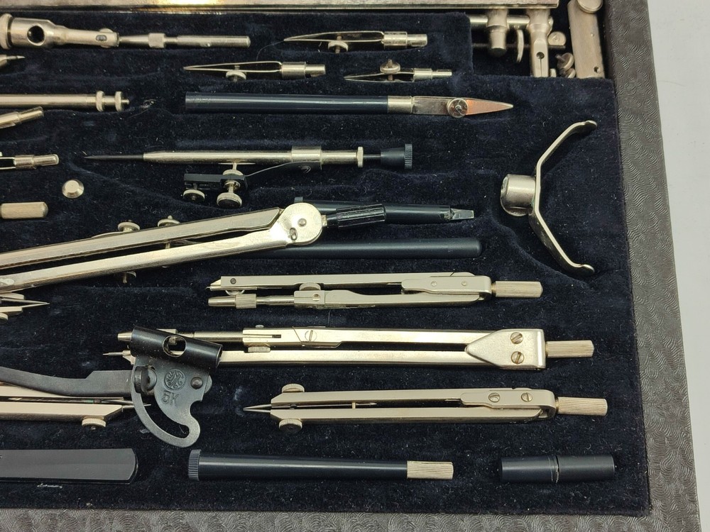 Antique Technical Geometry Maths Drawing Instrument Set Math Complete Set Boxed