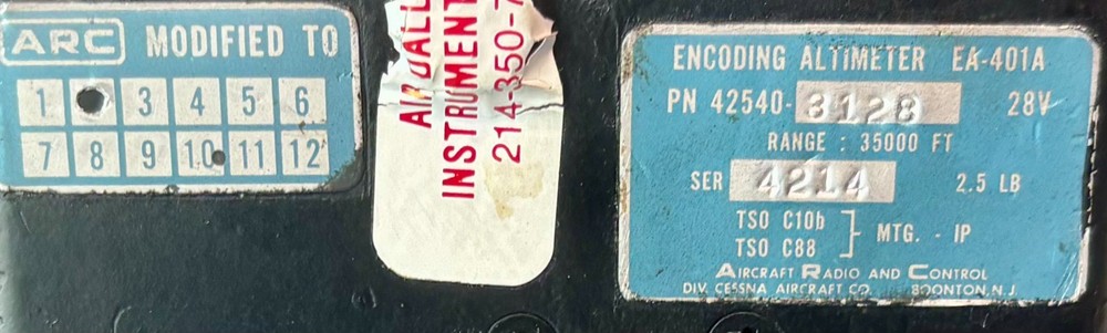 Encoding Altimeter EA401A 42540-3128 Removed Working