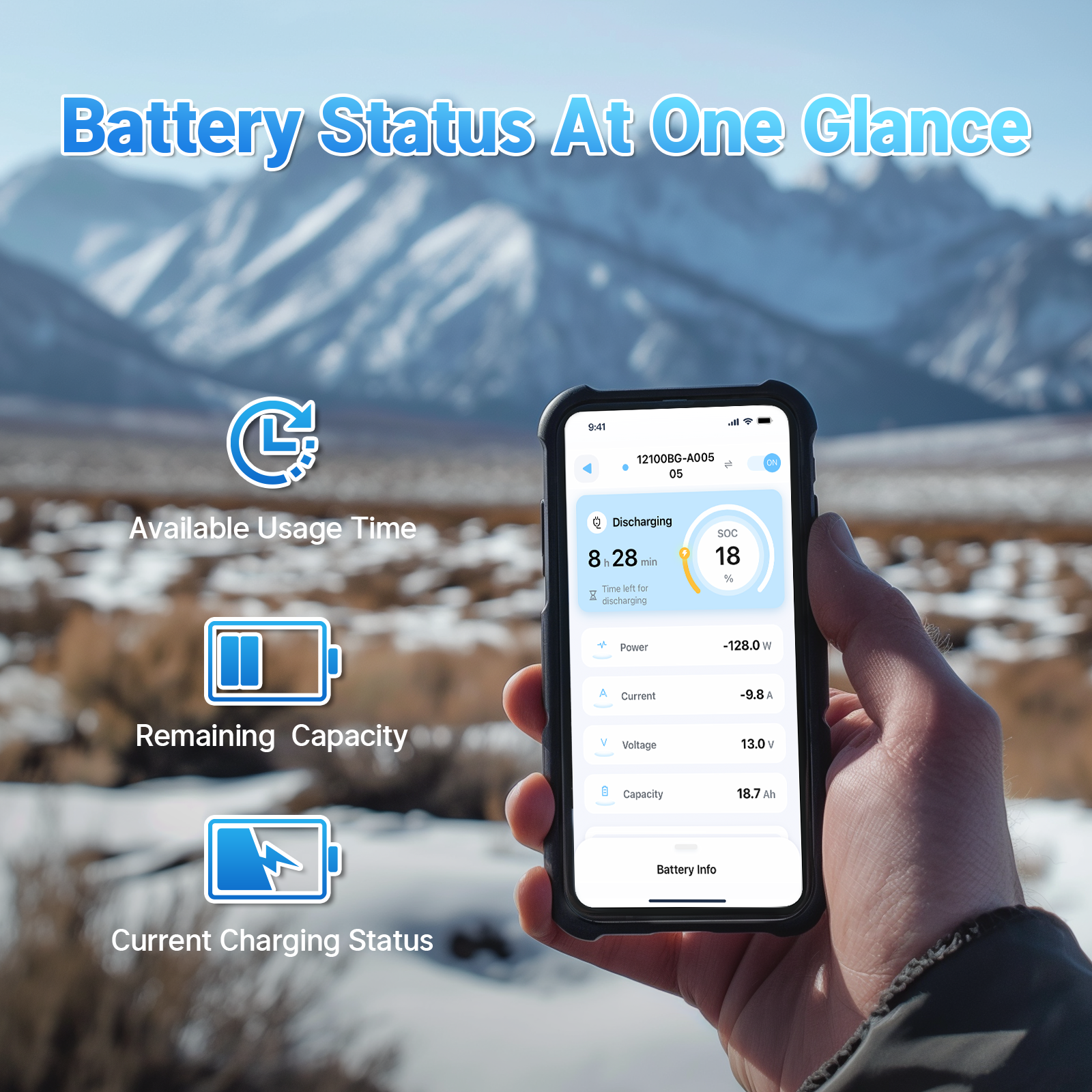 12V 100Ah Bluetooth LiFePO4 Lithium Battery App Real Time Monitoring for RV Boat