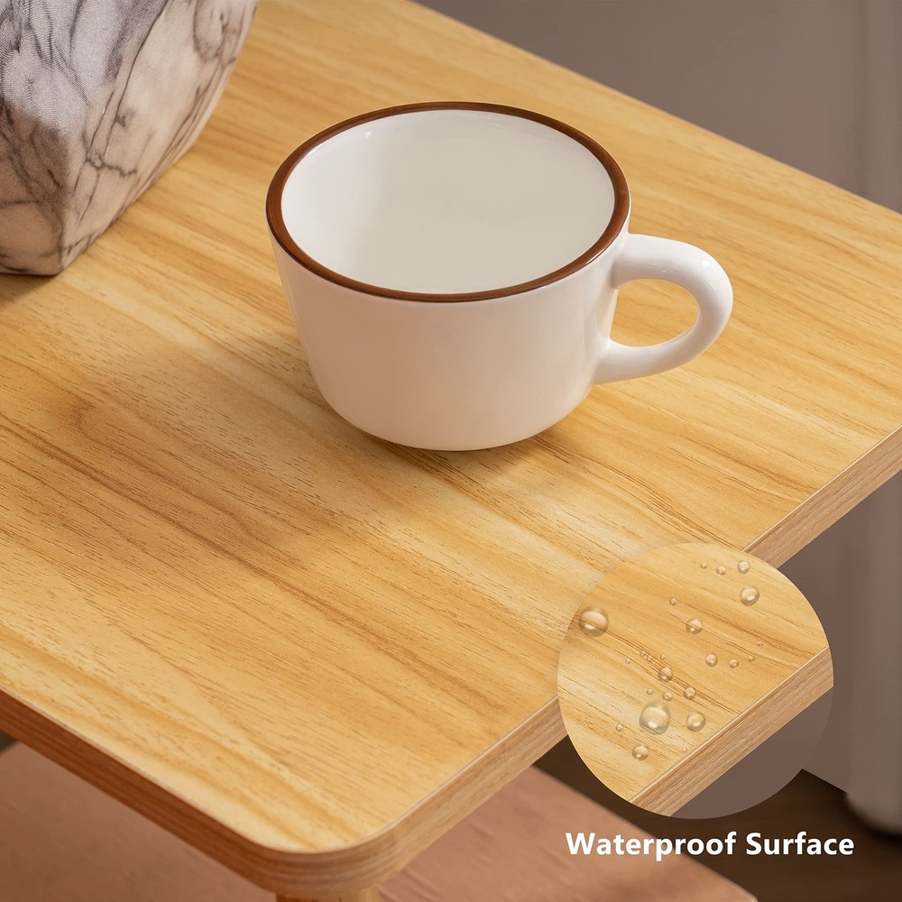 Apicizon 2 Tier End Table, Small Side Table with Solid Wood Legs, Boho Bedsid...