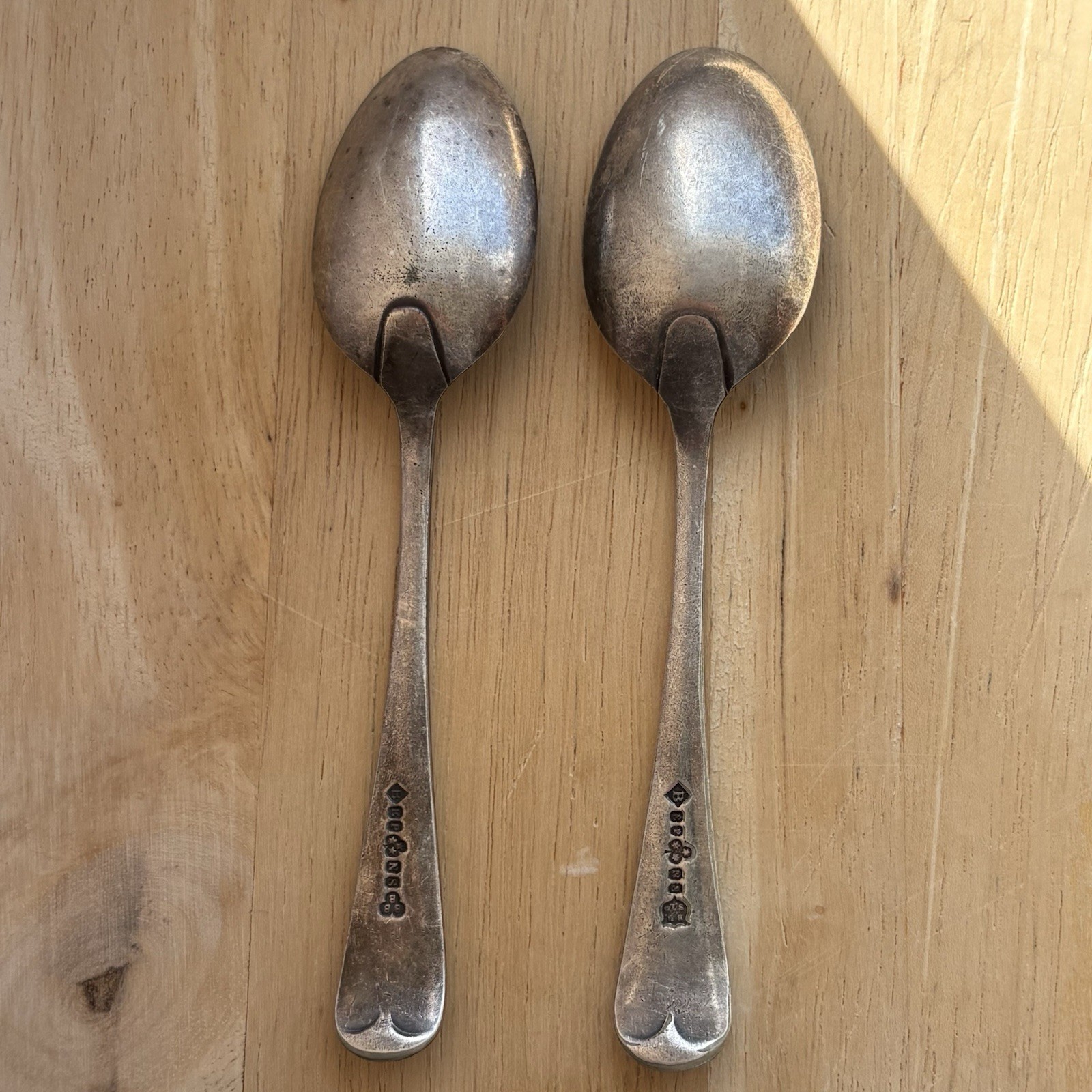 Vintage Sterling Silver Teaspoons Pair 1976 Birmingham Baker Bros 925 Hallmarked