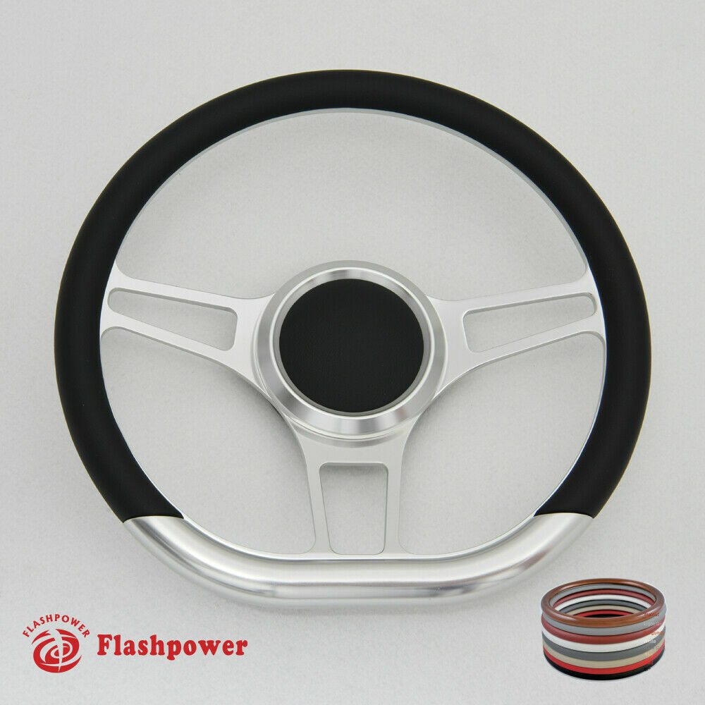 14" D Type Billet Steering Wheel Red Half Wrap Chevy Ididit FlamingRiver