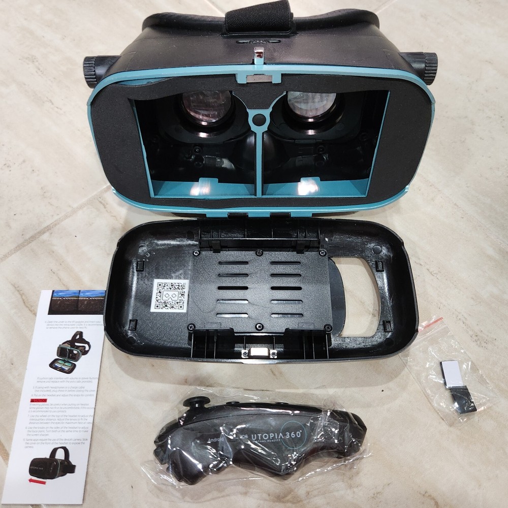 New UTOPIA 360 VIRTUAL REALITY 3D HEADSET WITH BLUETOOTH CONTROLLER ReTrak ETVRC