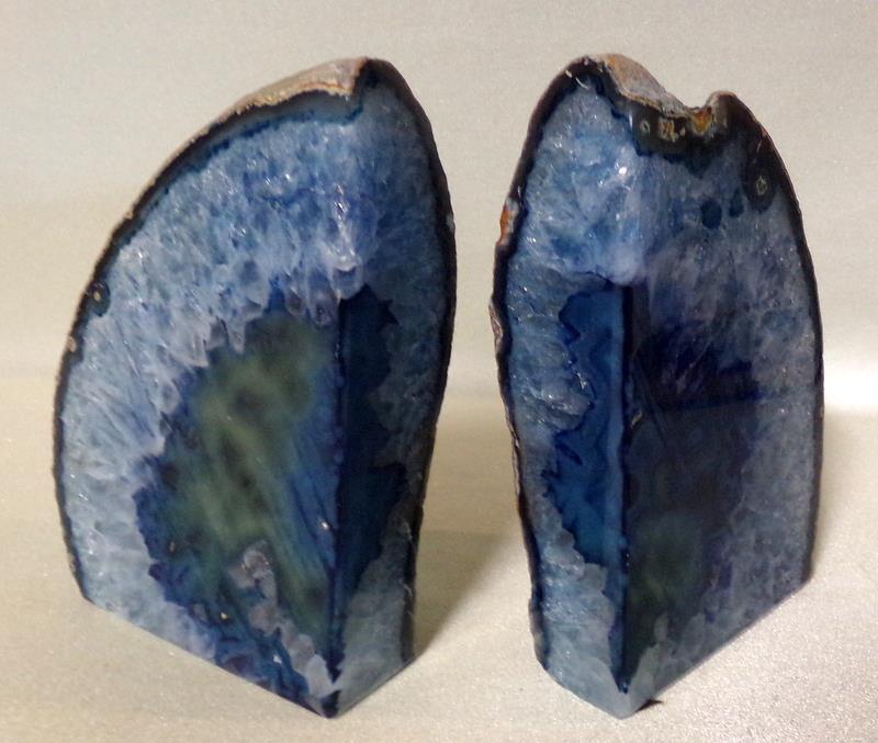 Blue Crystal Geode Bookends