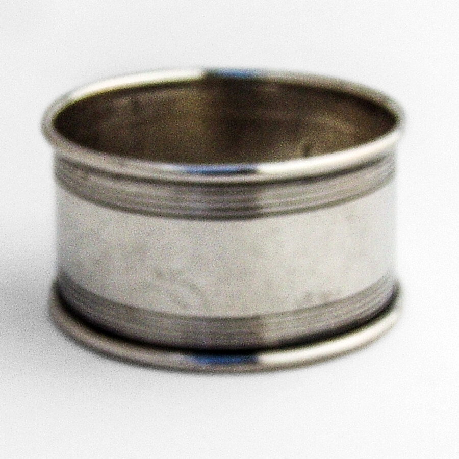 Banded Border Napkin Ring Sterling Silver Mono PBC