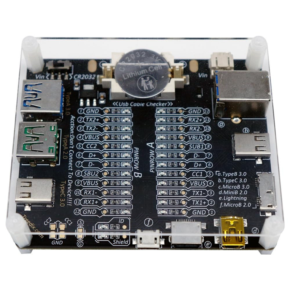 USB Cable Tester Board Checker Data Wire with Acrylic Case...