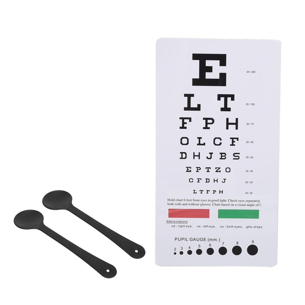 Pocket Eye Chart With 2pcs Occluder Double Sided Vision Eye Test Exams Chart